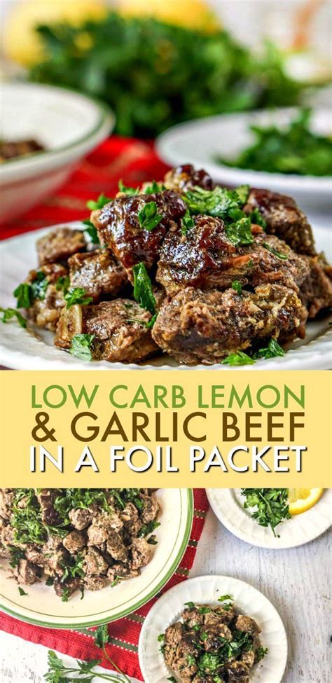 Keto hobo dinners with chicken, shrimp, salmon Lemon & Garlic Beef in Foil Packet (low carb) | Recipe ...