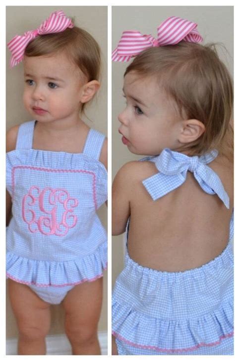 For example, put your toddler and preschooler in at the same. Baby bathing suit With Snaps, Monogram bathing suit baby ...