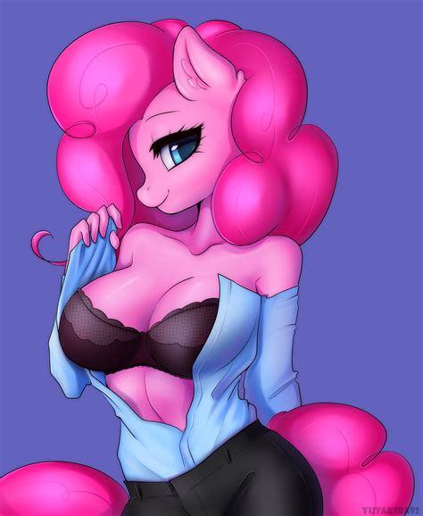 In the 5th season, her hair tied in twin buns by dark blue hair ties, she wears green and dark blue shirt with white collar line, dark blue pants with green stripe on each side and white shoes. #2314795 - suggestive, artist:yutakira92, pinkie pie ...