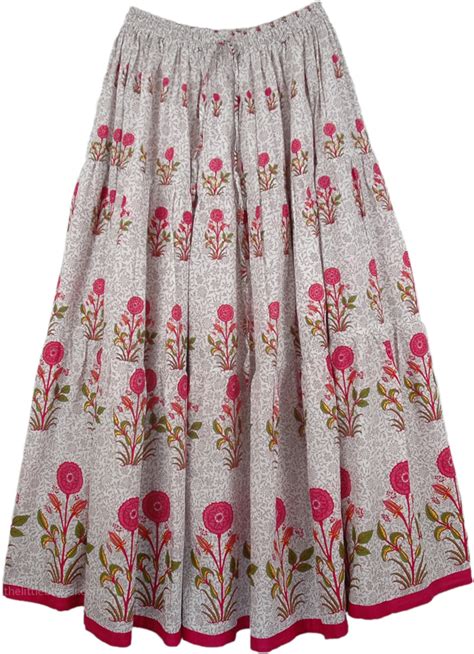 Looking for a good deal on floral print skirt? Lovsickle White Pink Floral Long Skirt | Clothing | White ...