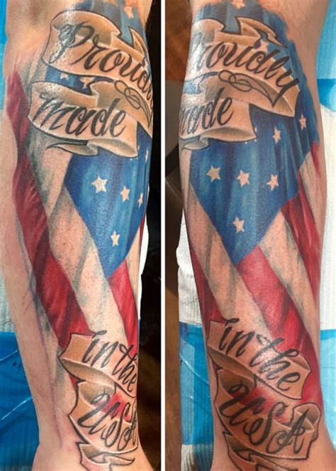 Skull and clock tattoo design on half sleeve. 120+ American Flag Tattoos For Men (2021) US Patriotic Designs