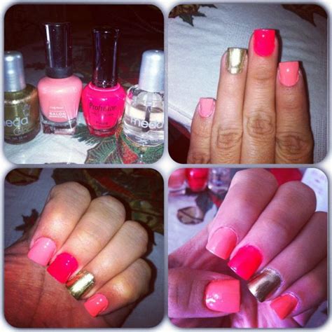Sabiendo como combinarlo con otros colores hermosos o nail arts variados, harás que definitivamente, estas opciones son estupendas en cualquier circunstancia. Uñas: Rosa palido, coral y dorado con glitter dorado! | Uñas rosas, Uñas, Palo de rosa
