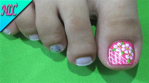 Diseño de uñas para pies girasol y francés ¡muy fácil! Decoracion Para Pies Flores - Decoración De Uñas