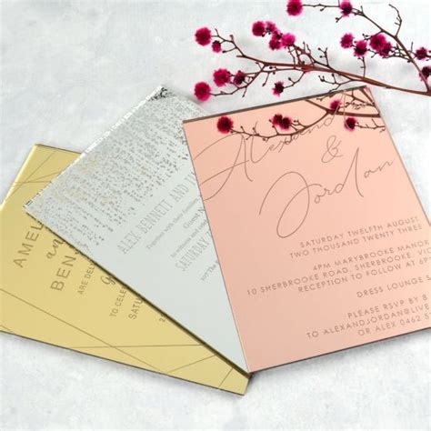 Clear wedding invitations are the new, fun way to dress up your invitations in a modern yet classy way. Engraved 5x7 Mirror Acrylic Wedding Invitations | Acrylic wedding invitations, Wedding ...