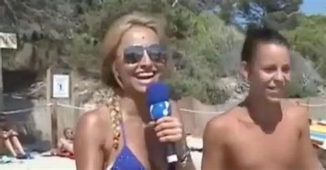 Help the community by sharing what you know. Brazilian reporter interviews topless sunbathers on beach ...