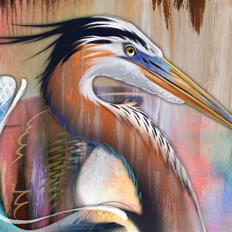 Abstract picture bird wall art: Blue Heron Colors • Abstract Bird Fine Art Print — Art2D ...