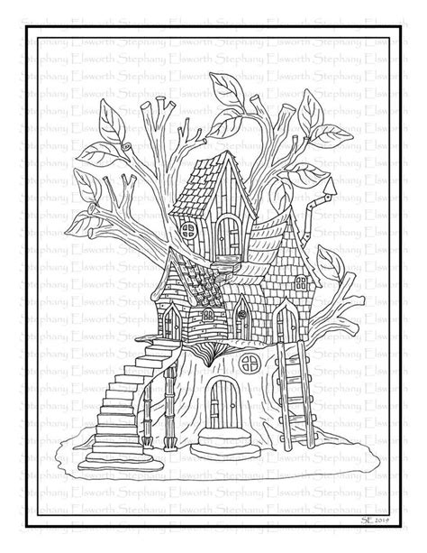 1922 treehouse detectives 3d models. Fairy Treehouse Printable Instant Download Coloring Page ...