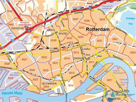 Alle öffentlichen verkehrsmittel auf der karte von rotterdam! Rotterdam PLZ-Karte - Karte von Rotterdam Postleitzahl ...