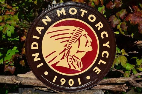 The entire motorcycle was stripped. Indian Motorcycle Company Tin Metal Sign - Chief Logo ...