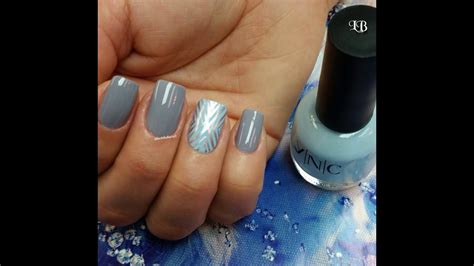 What kind of nails to paint with grey? Gray and Blue Nail Art - YouTube