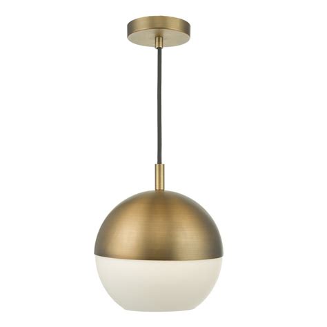 Modern geometric pendant light small or large in antique brass or black. DAR AND0142 Andre Aged Brass and Opal Glass Globe Pendant