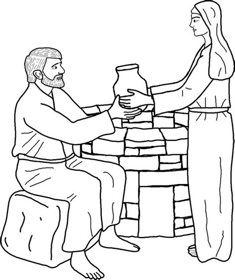 While jesus' friends were gone, a woman came to the well to get. Woman At The Well Coloring Page | Bible coloring pages ...