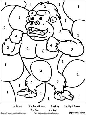 Animals color by number is a animal coloring book game. Color By Number Gorilla | Color by numbers, Coloring pages ...