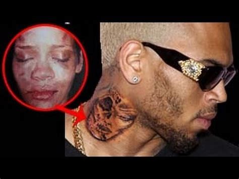 He's got a brand new tattoo on his neck that looks so much like rihanna, but chris brown insists it's a random woman, saying he just put it up for random reason as well. Chris Brown (And his neck tattoo) : trashy
