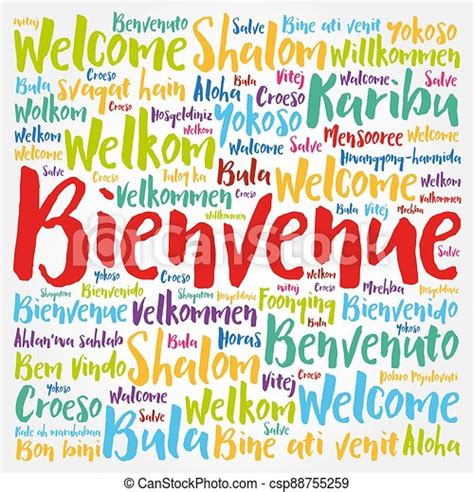Bienvenue (welcome in french) word cloud in different languages ...