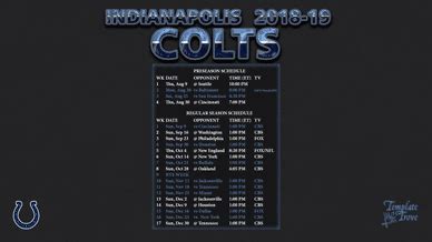 Colts primetime games the last five years: 2018-2019 Indianapolis Colts Wallpaper Schedule