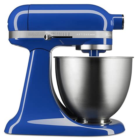 The kitchenaid artisan mixer comes standard with a 5 qt polished stainless steel bowl with handle, a coated flat beater, wire whip, dough hook and pouring shield. This Twilight blue Artisan mini mixer would add a dash of ...