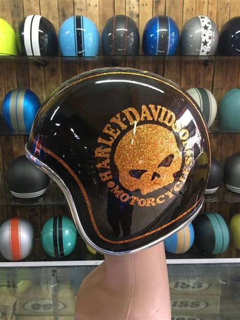 Kenny coolbeth helmet harley davison theme with metal & candy. Black Glossy Open Face Harley Davidson Motorcycle Helmet ...