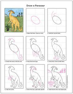 Leer deze 8 dino's te tekenen met dit sjabloon. Draw a Parasaur Dinosaur - Eenvoudige tekeningen, Leer ...