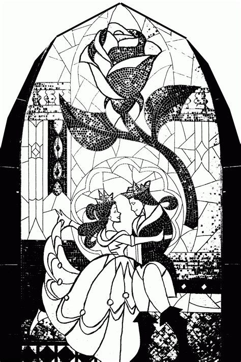 You can have lng hours of fun coloring these hard images of beauty and the beast 2017. Beauty And The Beast Stained Glass Window Coloring Page ...