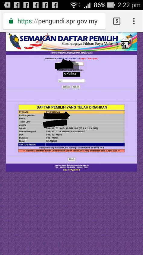 Ada beberapa link url laman web yang disediakan oleh suruhanjaya pilihan raya malaysia untuk semakan daftar undi tahun 2018. SEMAK TEMPAT MENGUNDI UNTUK PRU14 - Ceritera Si Gadis Biru