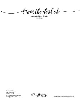 This free ms word letterhead template features a simple layout and fancy script font. From The Desk Of Letterhead