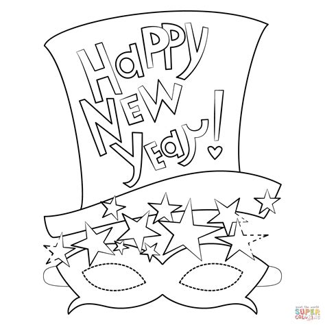 This printable will get her all ready for the festivities to come! Happy New Year Mask coloring page | Free Printable ...