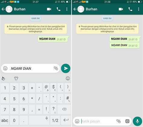 Anda cukup menambahkan tanda underscore (_) sebelum dan sesudah teks yang akan dikirim. Cara Menulis Huruf Tebal dan Miring di WhatsApp Android ...