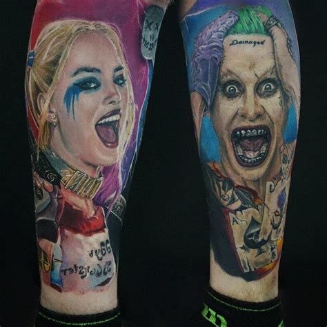 She met the joker at the mental asylum. Harley Quinn Tattoos Legs - Best Tattoo Ideas