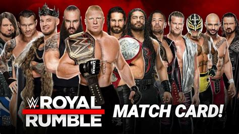 The men's royal rumble match is set to feature wrestlers from raw, smackdown, and nxt, with superstars from each brand competing for a shot at a world championship of their choice at wrestlemania. WWE Royal Rumble 2020 Full Official Match Card! - YouTube