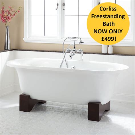 This spacious luxury master bathroom features a large private soaking tub inside a carved detail wood surround. SHOP - http://www.tilemarket.co.uk/Freestanding-Bath-with ...