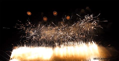 White Golden Firework Explosions