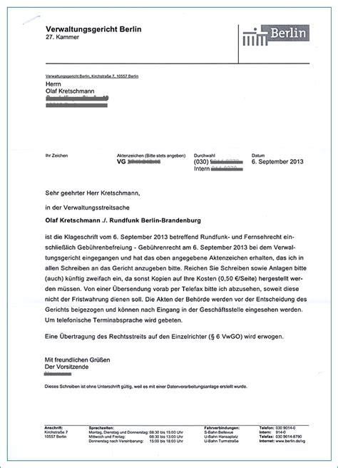 Beispiele für briefe zu unterschiedlichen themen für die niveaustufe a1. Olaf Kretschmann vs. Rundfunkbeitragspflicht - Der Info-Blog zum gesamten Klageverfahren ...