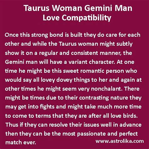 Attuning to the needs of each partner in this union makes a difference in the level of gemini and cancer compatibility. Taurus Woman and Gemini Man Love Compatibility | Aquarius ...