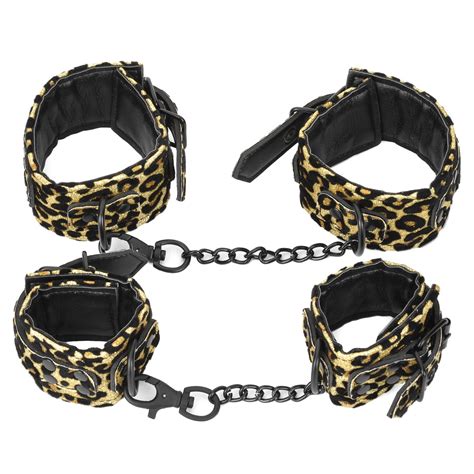 It also includes a blindfold. Fifty shades Shiny Leopard print Bedroom Restraint Kit ...