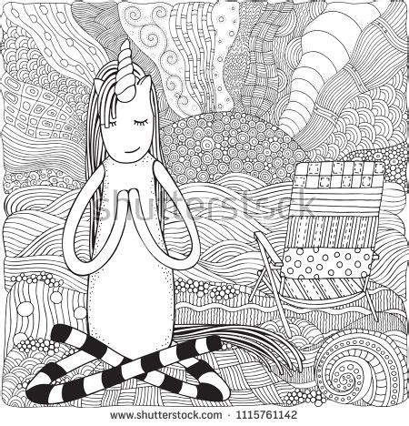 No photoshop skills required to colourize black and white photos. unicorn in yoga easy pose. coloring book page. Deckchair ...