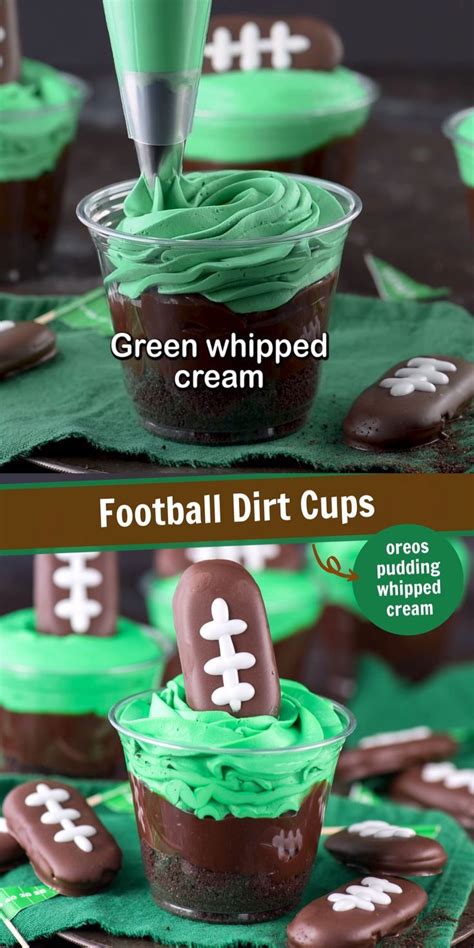 Dirt can be put in flower pot and artificial flowers added for centerpiece and dessert. Football themed dirt cups - a fun football dessert to make ...