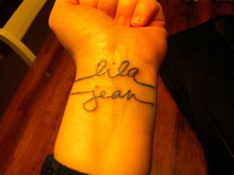 This wrist script tattoo is just perfect for a religious woman. Script Tattoo on the Wrist in blue ink with no black outline. | Tattoos, Tattoos with kids names ...