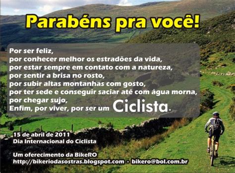 A data reservada às pessoas que escolheram a bicicleta como meio de transporte ou adeptos do pérsio e maria elizabeth fazem parte do conselho consultivo da rodas da paz e lutaram para que o dia 19 de agosto virasse dia nacional do ciclista. Brigittes Corporation Mtb S/A: Dia Internacional do ...