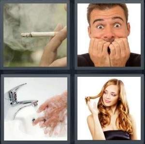 Woman making ok hand sign 3. 4 Pics 1 Word Answer for Smoking, Nervous, Wash, Twirl ...