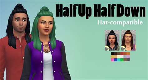 Partner site with sims 4 hairs and cc caboodle. My Sims 4 Blog: Half Up Half Down Hair for Males & Females by JoolsSimming