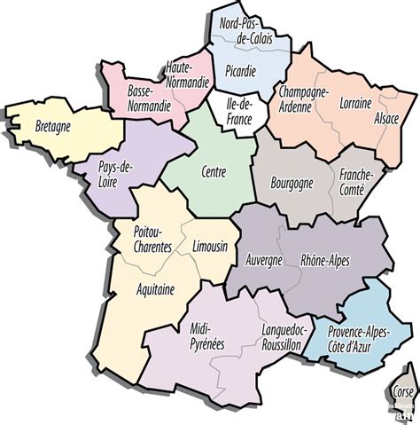 Carte de france avec les 13 nouvelles regions. Une | Nommez les nouvelles régions