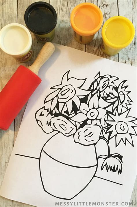 Find more about van gogh´s flowers. Van Gogh Sunflowers Art for Kids - Messy Little Monster