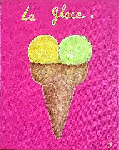 Deux boules de glace dans deux différents cornets, à colorier. Glace 2 boules : tableau de Sophie Costa, artiste peintre ...