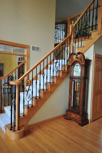 C rown rail (use universal rail if building cocktail or traditional design with glass inserts) c. interior staircase - Traditional - Staircase - Chicago ...