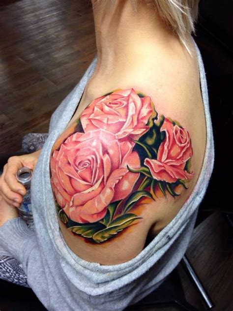 This large rose design is a perfect shoulder tattoo design. Fascinating womens shoulder tattoos - design tips and ideas