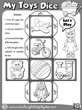 Estos juegos para la clase de idiomas puede salvarte el pellejo más de una vez. My Toys - Dice (B&W version) | Ingles para preescolar ...