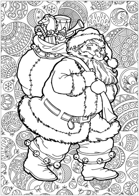 Pere Noel Avec Fond - Noël - Coloriages Difficiles Pour ...