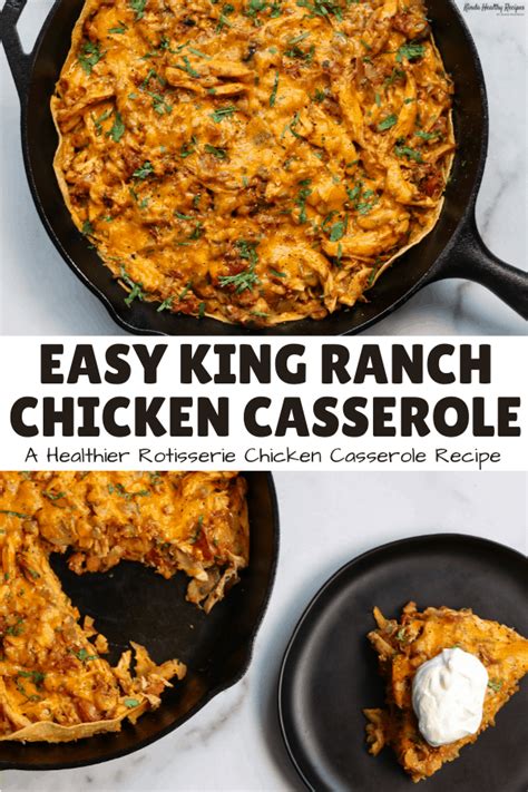 This chicken and dressing casserole is perfect for when you have leftovers from a big holiday meal or a weekend gathering. Healthy King Ranch Chicken Casserole with Rotisserie Chicken