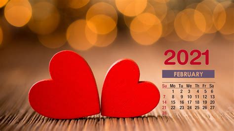February 2021 Calendar Heart Wallpaper 72214 - Baltana